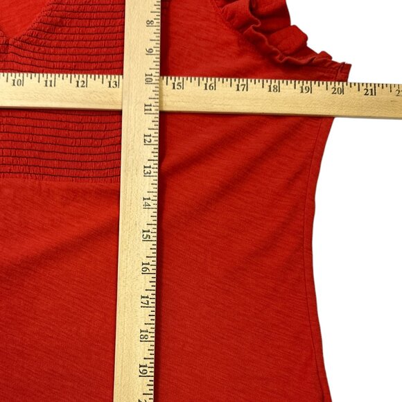 NATION LTD Habiba Fancy Tee Rouge Size XL Smocking Ruffles Pima Cotton - Picture 13 of 14